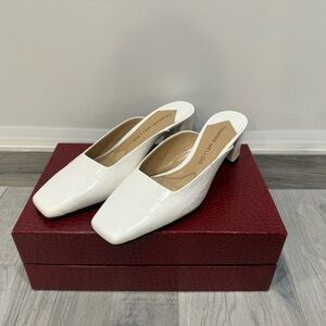 Tamara Mellon White Textured Women's Mules